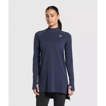 Gymshark Vital Seamless 2.0 Long Line Top Heavy Blue Marl B3a9e Ucw7 XS