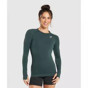 GYMSHARK Vital Seamless 2.0 Топ с длинным рукавом Woodland Green Marl B1A3B EBTF XS