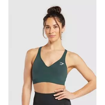 Gymshark Vital Seamless 2.0 V Neck Sports Bra Woodland Green Marl B3a4k Ebtf XS