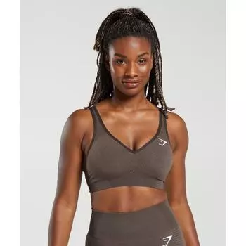 Gymshark Vital Seamless 2.0 V Neck Sports Bra Brown Marl B3a4k Nbbw XS