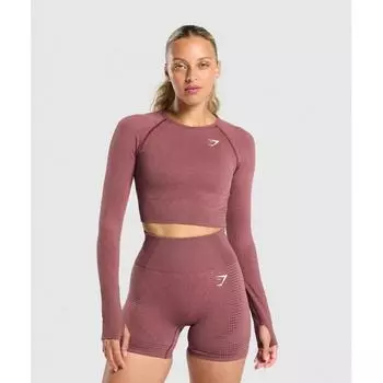 Gymshark Vital Seamless Crop Top Burgundy Pink Marl B1a3d Kb80 XS
