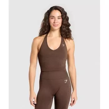 Gymshark Vital Seamless Halter Neck Tank Espresso Marl B2c9l Nbfb XS