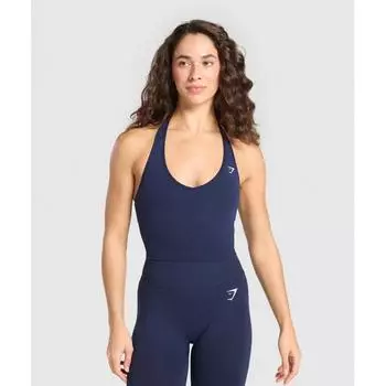 Gymshark Vital Seamless Halter Neck Tank Heavy Blue Marl B2c9l Ucw7 XS