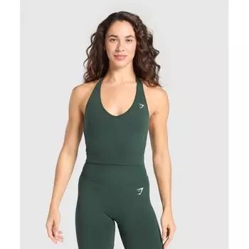 Gymshark Vital Seamless Halter Neck Tank Woodland Green Marl B2c9l Ebtf XS