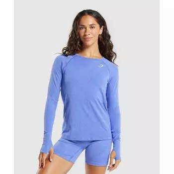 Gymshark Vital Seamless Light Long Sleeve Top Lift Blue Marl B4a8c Ucw6 XXL