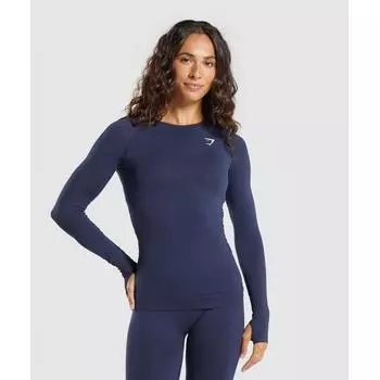 Gymshark Vital Seamless Long Sleeve Top Heavy Blue Marl B1a3b Ucw7 XS