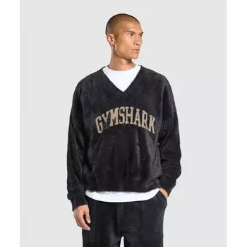 Gymshark Вязаный джемпер с V-образным вырезом, черный C1a3h Bb2j XXS