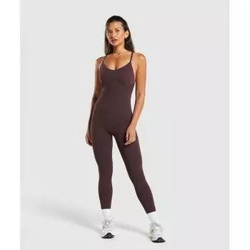 Gymshark Strappy All In One Full Length Heritage Brown B9a1r Ncnz XS