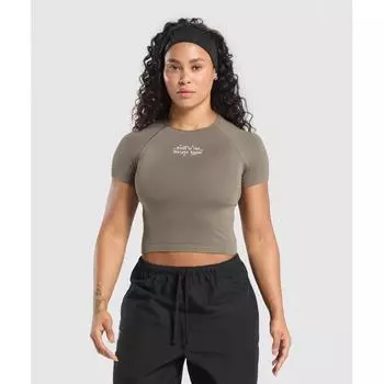 Gymshark Встроенный в тренажерный зал детская футболка камуфляж коричневый B2b2b Nby9 M