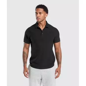 Gymshark Waffle Polo Shirt Black A1b8g Bb2j S