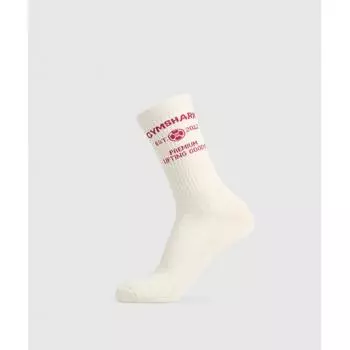 Gymshark Weight Plate Crew Socks Single Oat White I1c1f Wc1v S