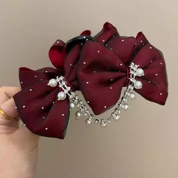 Gypsophila Mesh Bow Clip Female Escaped Princess Large Shark Hairpin Hair Accessories Headdress красный