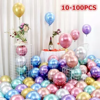 GZW 10-100 шт. 10 дюймов глянцевые металлические жемчужные латексные шары толстые хромированные металлические цвета гелиевые воздушные шары Декор для свадьбы, дня рождения 10PCS красный