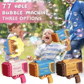 (H0826)2022 Новый 77 отверстий Электрический пузырь машина мыльных пузырей мыльный пузырь волшебный пузырь для ванной комнаты уличные игрушки для детей One Size розовый