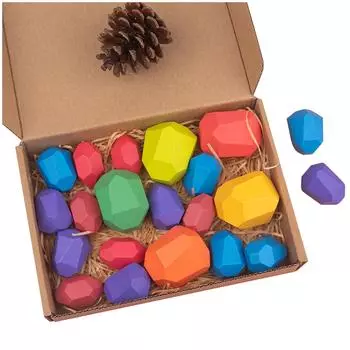 (H0826)21 шт., деревянный баланс, укладывающийся камень, легкая игрушка-головоломка натурального цвета