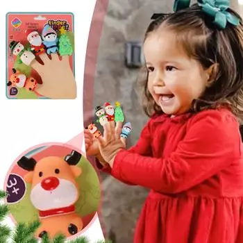 (H0826)5 шт., праздничные тематические рождественские пальчиковые куклы, красочные пальчиковые руки, вечерние игрушки, персонажи, пальчиковые куклы для детей и взрослых красный