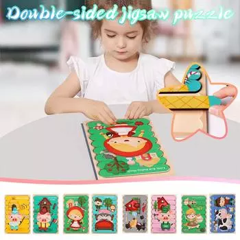 (H0826)Деревянная креативная головоломка с полосками, детская образовательная двусторонняя карта для раннего образования, просветления и познания