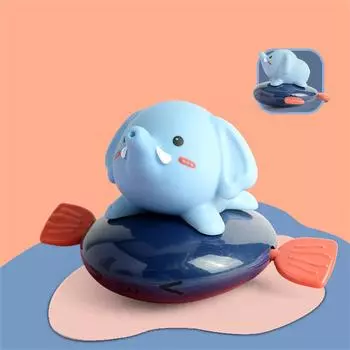 (H0826)Детская ванночка, заводные игрушки, милый мультяшный слон, детский пластиковый забавный гаджет для душа, распылитель воды, пляжное плавание, плавающая заведенная цепочка, игрушки One Size синий