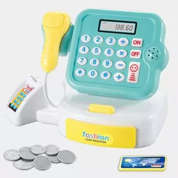 (H0826)Детские ролевые игрушки Моделирование наличных денег Покупки Кассир Ролевая игра Игровой набор синий