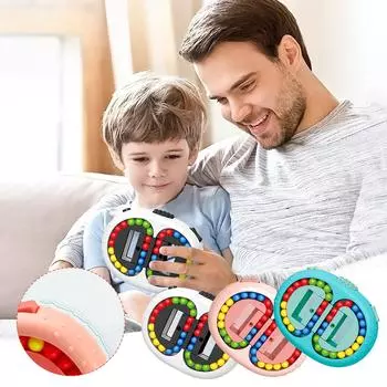 (H0826)Fidget Fun Double Flip вращающаяся волшебная игрушка-головоломка из бисера снимает стресс, игрушка для детей и взрослых синий