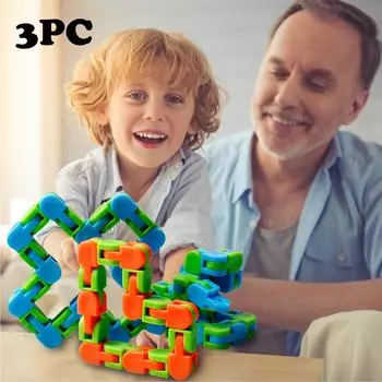 (H0826)красочные головоломки 3PC, сенсорные игрушки, снятие стресса, вращаются и формируют 24 бита синий/оранжевый