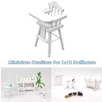(H0826)Мебель для кукольного домика, детский стульчик для кормления, миниатюрная гостиная, детская игрушка для ролевых игр белый