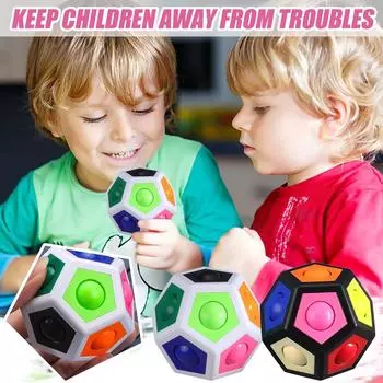 (H0826)Нажмите Полигон Радужный Шар 12 Лунок Волшебный Шар Творческая Декомпрессионный Инструмент