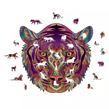 (H0826)Образовательный праздничный подарок для взрослых и детей, деревянная головоломка «Тигры» 27x28cm