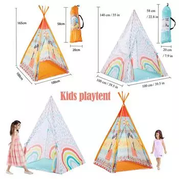 (H0826)Складной детский игровой домик в индийском стиле, палатка для использования на открытом воздухе для мальчиков и девочек оранжевый