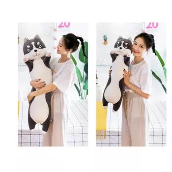 (H0826)Трубчатая-хаски собака плюшевая 3D мягкая игрушка длинные хлопковые друзья милая игрушка серый