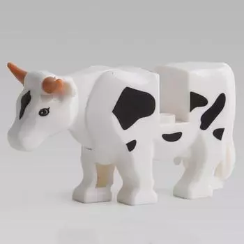 (H0826)Животное Молоко Корова Лот Друзья Ферма Двор Открытый Город Части Массовая Корова Строительный Блок белый