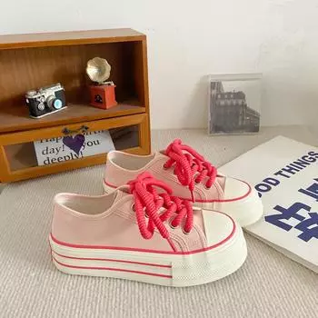 H1057 new color, pink and azure, platform canvas shoes women s shoes board shoes 35 розовый