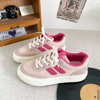 H1098 dopamine/double shoelaces platform-soled German training shoes women s shoes popular versatile white shoes board shoes casual ins tide 35 чёрный