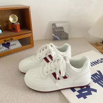 H1285 classic platform Hong Kong style board shoes women s 2024 new spring versatile niche college style sports little white shoes 35