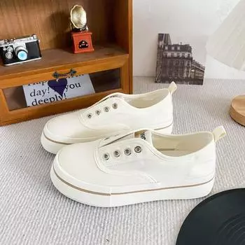H1333 elastic band/with shoelaces, retro one-pedal lazy shoes, little white shoes, women s shoes, new thick baseplate shoes 35 чёрный