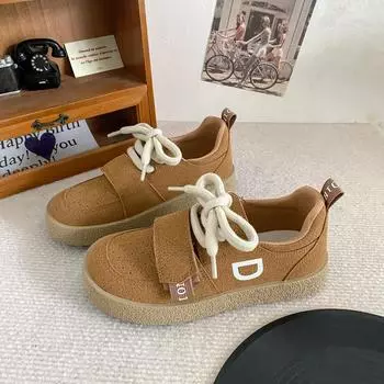 H1375 Velcro niche boken shoes women s shoes autumn 2024 new board shoes niche round head chic bread shoes 35
