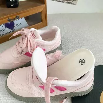 H1386 velvet thick-soled retro board shoes women s little white shoes 2024 new winter warm two cotton versatile buy those 35 розовый