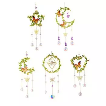 H1 # Хрустальный перезвон ветра Звезда Луна Круглый сердце Окно Колокольчик для свадебного декора Moon 2