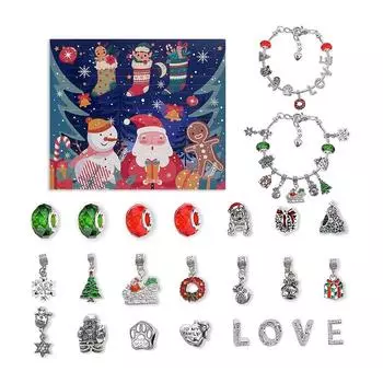 H1# Рождественский обратный отсчет Адвент Набор Рождественские элементы DIY Браслет Ремесло для ребенка Рождение E