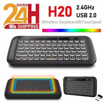 H20 Mini 2.4Ghz беспроводная клавиатура с подсветкой тачпад Air Mouse ИК наклонный пульт дистанционного управления для Android Box Smart TV Windows красный