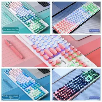 H300 104-клавишная мембранная клавиатура H300 Проводная клавиатура с подсветкой Игровая клавиатура Клавиатура с подсветкой