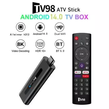 H313 Smart TV Box 8K Android 14.0 Smart TV Stick 2.4G 5G Dual WiFi Google Voice Bluetooth5.0 медиаплеер Set Top Box 1/2 ГБ ОЗУ и 8/16 ГБ ПЗУ опционально