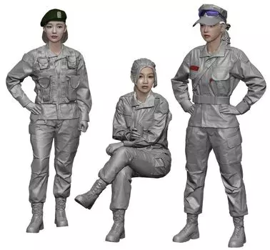 H3 Model Current Korean ROKA Female Soldier Set 3 Pieces Resin Kit HS35047 1/35