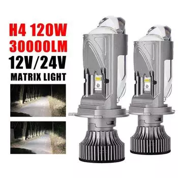 H4 120W 30000LM Супер яркая автомобильная светодиодная фара Авто 9003/HB2 Мини-проектор с двойной линзой Дальний ближний свет Лампа