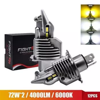 H4 светодиодные лампы для автомобиля/мотоцикла, 72 Вт, 12 В, 24 В, 6000 К, супер светодиодные H4, автомобильные фары, автомобильные светодиодные лампы 8000LM 1Pcs белый