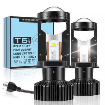 H4 Светодиодный объектив T6 H4 Светодиодный мини-объектив проектора 140 Вт Яркая лампа для фар 6000 К Белая лампа Автомобильный налобный фонарь Hi-Lo Beam Light Auto Light 1Set белый