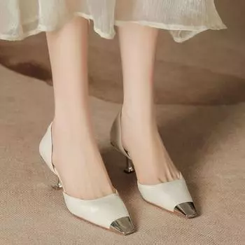 H596-2 серебристые босоножки с квадратной головкой и железной головкой, летние женские босоножки с тонким каблуком и овчиной, для езды на работу ветром 34