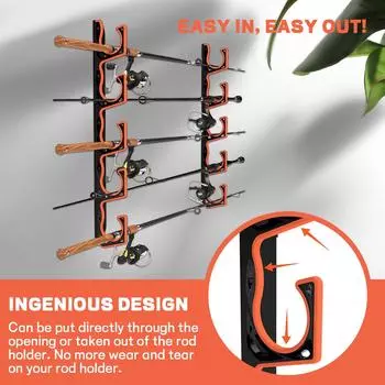 H5 настенная или потолочная стойка для удочек с мягкими защитными накладками, ящик для хранения удочек One Size