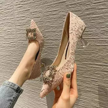 H618 Женские туфли на шпильках: Коллекция «Весна/Осень» для банкета со стразами, элегантный заостренный дизайн. 37 чёрный