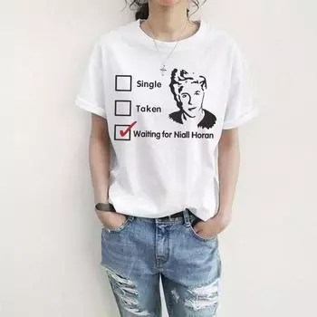 H684 Уличный стиль Смешной принт Женские повседневные топы Waiting For Niall Horan Женская футболка 2XL белый